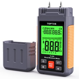 TopTes TS-630 Firewood Moisture Meter, Wood Moisture Meter, Tri-Color Backlight, Firewood / Wall Moisture Meter, Easy Operation, Large Screen LCD, Accuracy ±2%, 2 Modes, 7 Calibration Scale, Portable Digital Moisture Meter, Measuring Wood and Building Ma