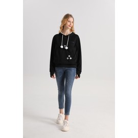 ALYC Unisex Hoodies Pet Holder Cat Dog Large Pouch Carriers Sweatshirt Cat Space Pullover Top Black