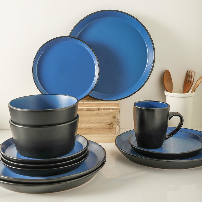Stone Lain Albie Stoneware 32-Piece Modern Dinnerware Set, Kitchen Plates