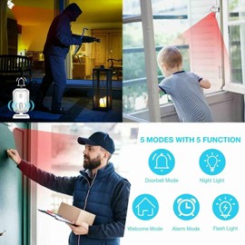 KCMYTONER Wireless PIR Motion Sensor Detector Doorbell, Security Alarm Door Bell Chime for Business Entry, Shop Store Office Home IP64 Rated Visitor Welcome Doorbell kit(1 Alarm Only)