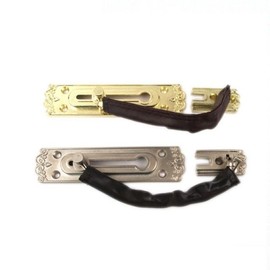Front Door Security Latch with Leather Chain - Select Color Matte Nickel