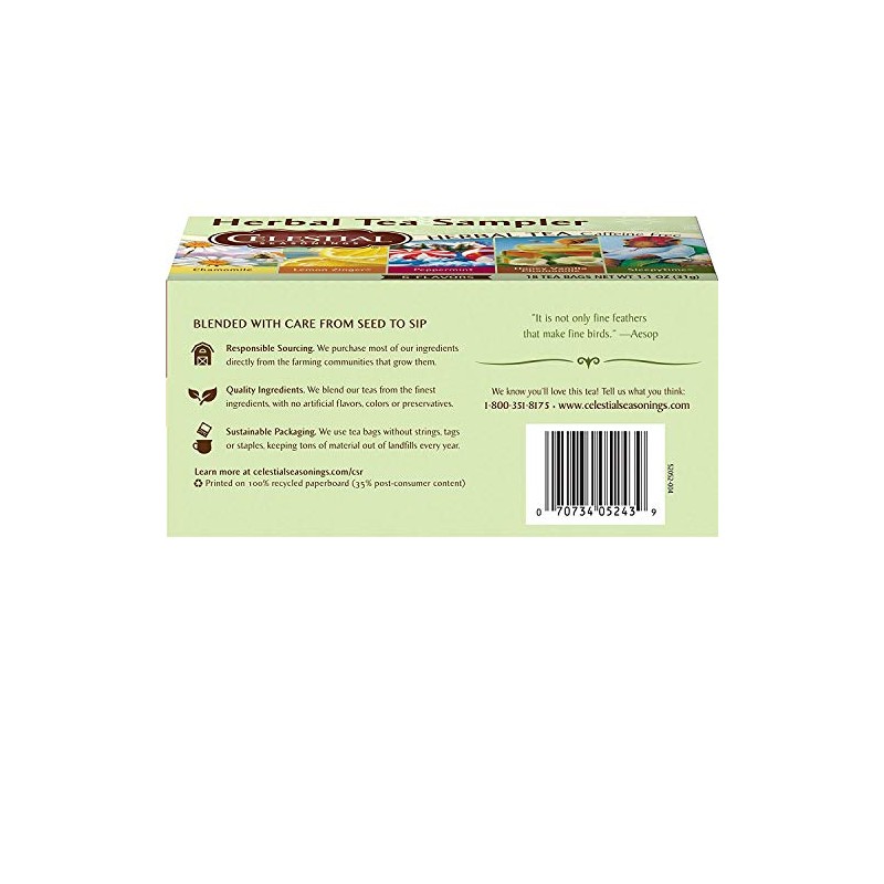 Celestial Seasonings Herbal Tea, Tea Sampler, 18 Count (Pack of