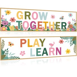 Wildflower Classroom Banner Poster Flower Classroom Bulletin Board Decorations Motivational Play Learn Banners for Kindergarten Preschool Wall Educational Decor Teacher Students Supplies