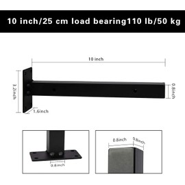 DOMI PRO 10inch/25cm Industrial Black Thicken Floating Shelf Brackets Retro Wall Mounted for DIY or Custom Wall Shelving Shelf Supports Includes Screws & Wall Anchors