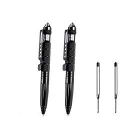 Lelukee Tungsten Steel Survival Tactical Writing Pen with Conical Pen for Hunting Hiking Camping,Gray,Pack of 2