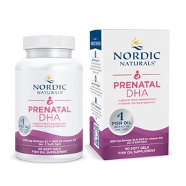 Nordic Naturals | Suplemento Alimenticio Prenatal DHA | 830 mg Omega‑3 EPA+DHA + 400 IU Vitamina D3 por Porción (2 Cápsulas) | 90 Cápsulas Blandas | Non‑GMO | Sin Gluten | Sin Lácteos | Certificado Friend of the Sea | 1 Mes de Uso