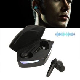Annadue Bluetooth Ohrhörer, kabellose Gaming Ohrhörer 45 ms Ultra Low Latency Bluetooth 5.2 Gaming Ohrhörer, Dual Modi Ohrhörer mit Ladekoffer für Gaming, integriertes Mikrofon(Schwarz)