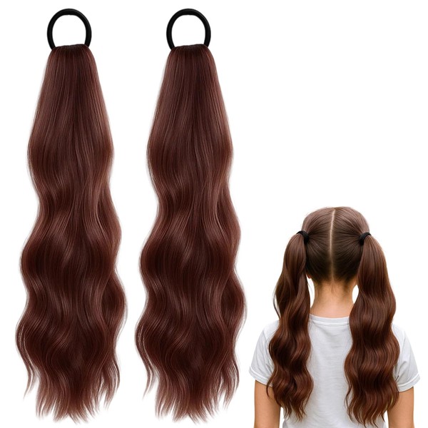 Clip in Ponytail, 2 Pack Dark Brown Ponytail Extensions, Human