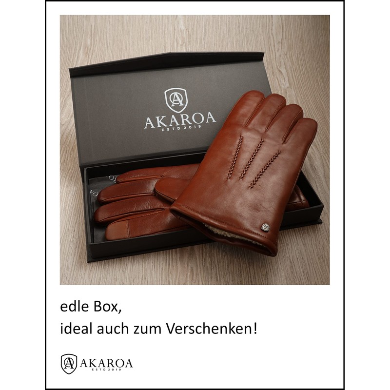 AKAROA ESTD 2019 DAN Men's Leather Gloves, Touchscreen Function, Italian