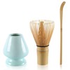 Matcha Tea Set Bamboo Matcha Whisk, Ceramic Whisk Holder, Tea Scoop,