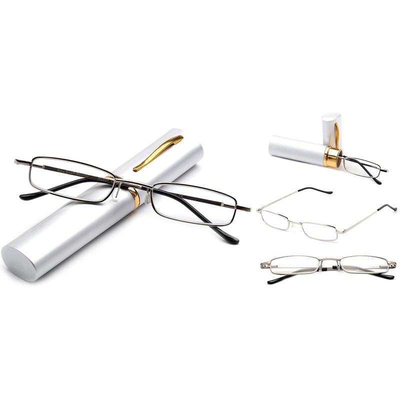Pocket Readers Ultra Slim Compact Spring Te+D4:E23mple Reading Glasses w/Portable