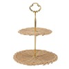 2 Tier Rattan Serving Standing Trays Round Woven Bread Fruit