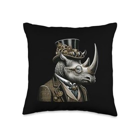 Steampunk Rhino Women Men Kids Steampunk Rhino Throw Pillow
