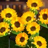 2 Pcs Solar Sunflower Lights, Stake Lamp with 6 Sunflower,