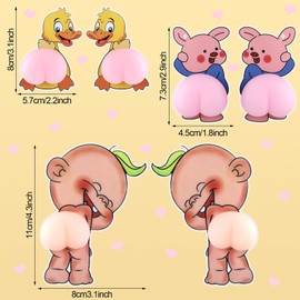 14 Pieces 3D Cartoon Car Sticker Decorative Mute Cute Car or Household Appliance Silicone Anti-Collision Strip Sticker for Rearview Mirror Car Door Frame Window