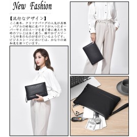 FSD.WG Clutch Bag for Men, Leather Second Bag, Handbag, Small, Gentlemen’s, Bag with Detachable Belt, Party, Mens Bag, Large Size, black b,