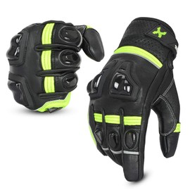 RideMaxx Premium Leather Motorbike Motorcycle Gloves Touch Screen Gloves with Knuckle Protection Racing gloves Riding Gloves (M, Racing Green)