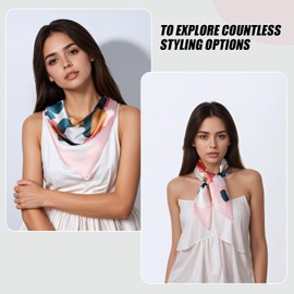 Seawhisper Vintage Silk Head Neck Scarf for Women Satin Ascot Neckerchief Foulard Square Scarves Bag Fashion Lightweight Pañuelos Para el Cuello