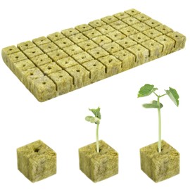 DIELOVEHUA Pack of 50 Rockwool Cubes, 2.5 x 2.5 x 2.5 cm Rock Wool Cultivation, Rockwool Cube, Rock Wool Grow Cultivation, Rock Wool Insulation, Rock Wool Mat for Cuttings Transplanting Cloning
