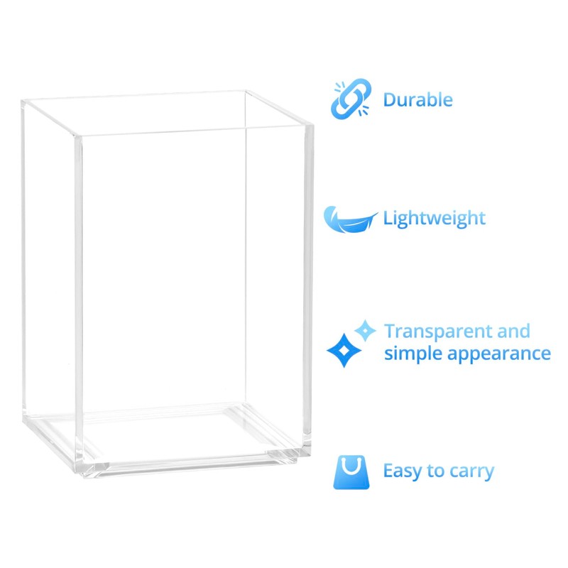 QWORK® Pack of 2 Acrylic Pen Holders, Brush Storage, Transparent