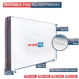 WRAPPYBAG – Protective Plastic Mattress Case/Mattress Bag — Single Size — Waterproof, Anti-Tear Storage Bag — For House Moves, Storage and Transport (38" x 80")