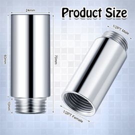 Amylove 2 Pcs Shower Head Extension Arm Stainless Steel Shower Pipe Extension 1/2pt Male to 1/2pt Female Thread Cast Pipe Fitting Coupler Adapter(2.4 Inch)