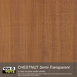 VAN VOTZ Waterproofing Stain & Sealer [1-Quart, Chestnut] - Premium Water-Based Varnish Stain for Exterior Wood. Semi-Transparent Semi-Gloss Protective Finish for All Outdoor Climates.