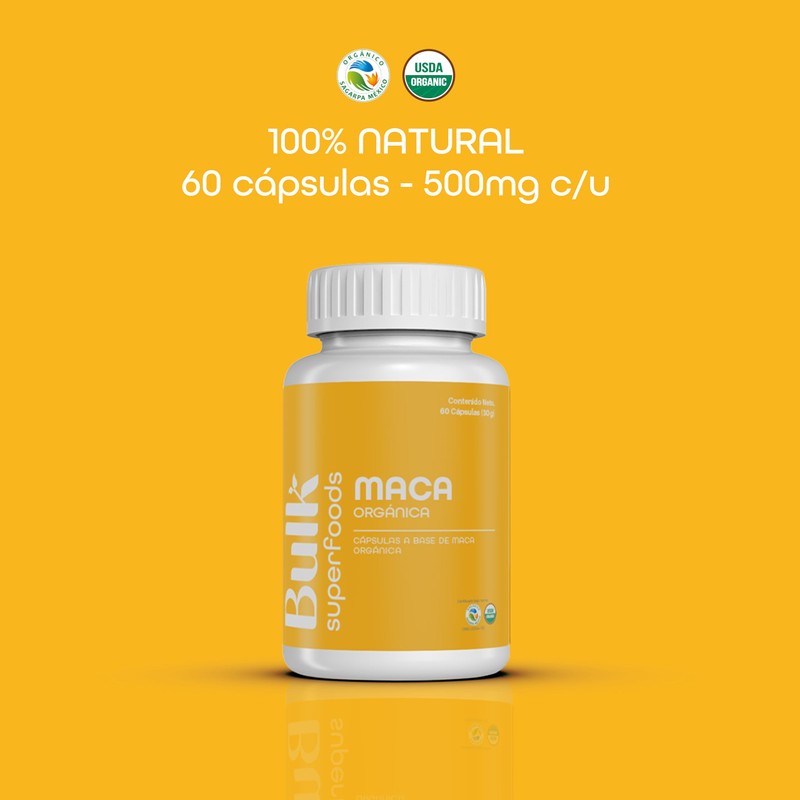 BULK SUPERFOODS | Maca Orgánica 100% Natural | 60 Cápsulas