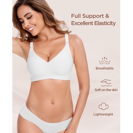 HBselect Seamless Nursing Bras for Breastfeeding Ultra Comfort Wireless Maternity Bra Sleep Pregnancy Bralette with Extra Extender White