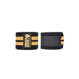 GORILLA WEAR Knee Wraps for Weightlifting - Black/Gold - 2.5 Meters/98Inch - Velcro Closure