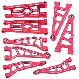 Aluminum Alloy Front & Rear Suspension Arms Set for Arrma 1/16 Mini Kraton 3S Upgrade Parts,Replace #ARA-2674#ARA-2675 (Red)