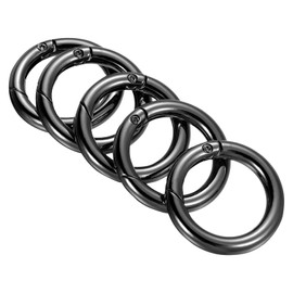 PATIKIL 36x25x5.5mm Spring Gate O Rings, 5 Pack Round Snap Clip Zinc Alloy for Keyrings Buckle, Black