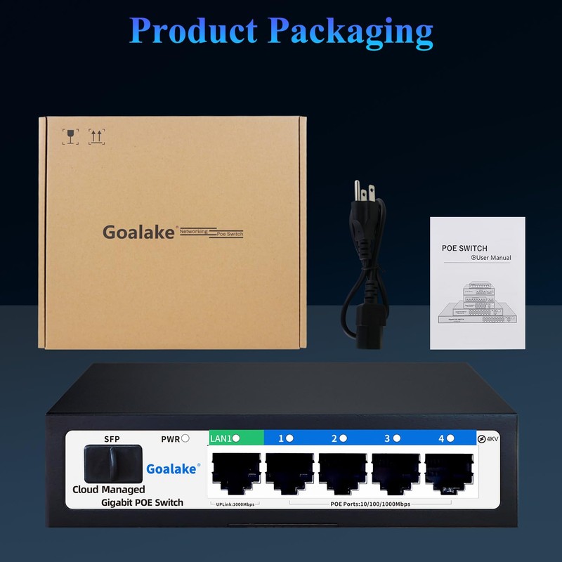 Poe Switch, 5 Port Gigabit PoE Switch, (4 Port gigabit