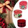 3 Rolls Christmas Buffalo Plaid Ribbon Wired Edge 9.9 Yard
