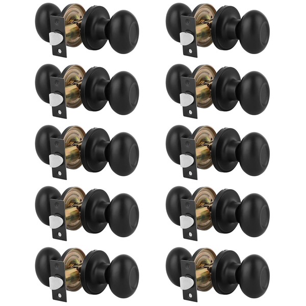 Gobrico Egg Closet Knobs Keyless Door Handles in Black Finish