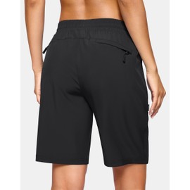 SANTINY Women's 9" Hiking Shorts Lightweight Summer Shorts(Black_XL)