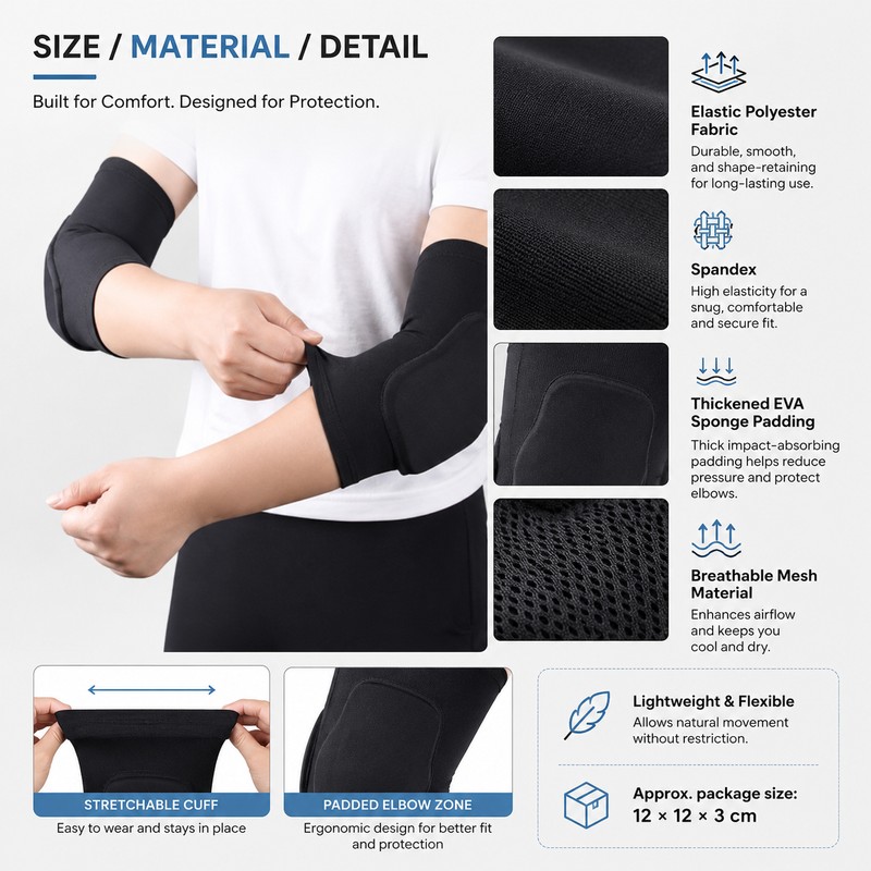 Elastic Elbow Pads for Sports Protection – Thick Sponge Arm