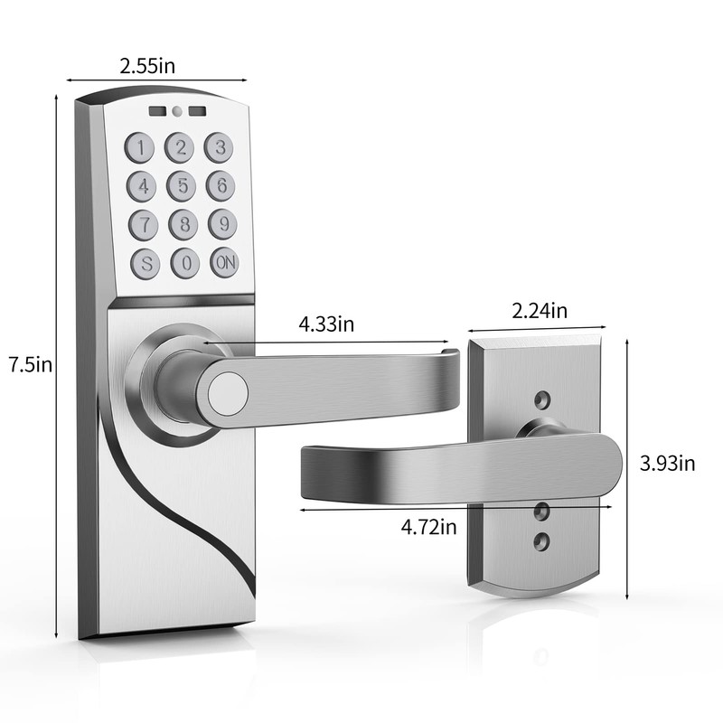 Pionevox Keyless Entry Keypad Door Lock with Handle-Digital Smartcode for