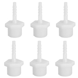 PATIKIL 6 Pack Plastic Hose Barb Reducer Fitting, 1/5" Barb x G1/2" Male Thread Adapter Connector Pipe Fitting Union for Gas Liquid Air Line Tubing Pipe