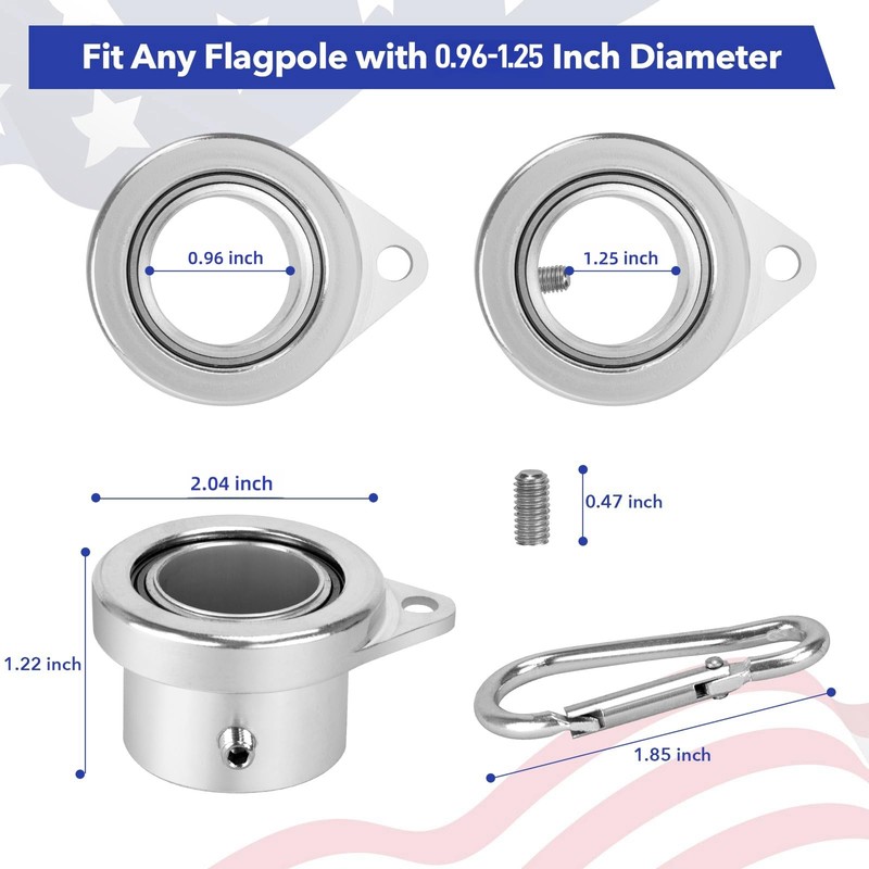 FLAG WIN Aluminum Alloy Flagpole Ring Set with Bearings 2