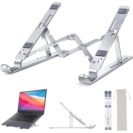 Laptop Stand, Laptop Stand, Tablet Stand, Teacher Table Stand, Posture Improvement, Foldable, Ergonomic Design, 7 Levels of Height and Angle Adjustment, Improves Posture, Relieves Back Pain/Stoop,
