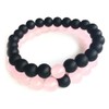 Jenbert 2Pcs Distance Bracelets Black Matte Stone & Rosa Quartz