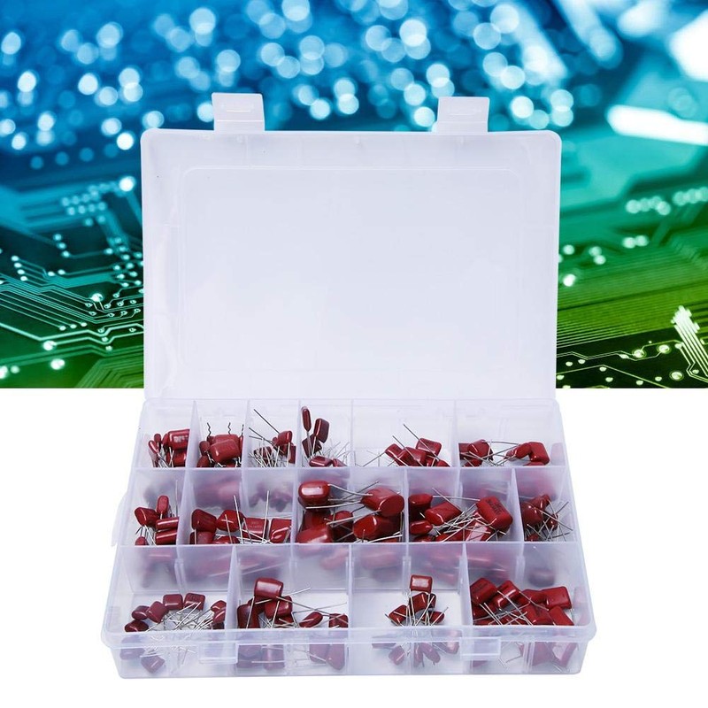 Capacitor, 15 Values, 180 Pieces, CBB Polypropylene Film Capacitor, Assortment