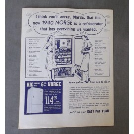 Vintage Original Norge Refrigerator Leaflet Flyer Advertisement D
