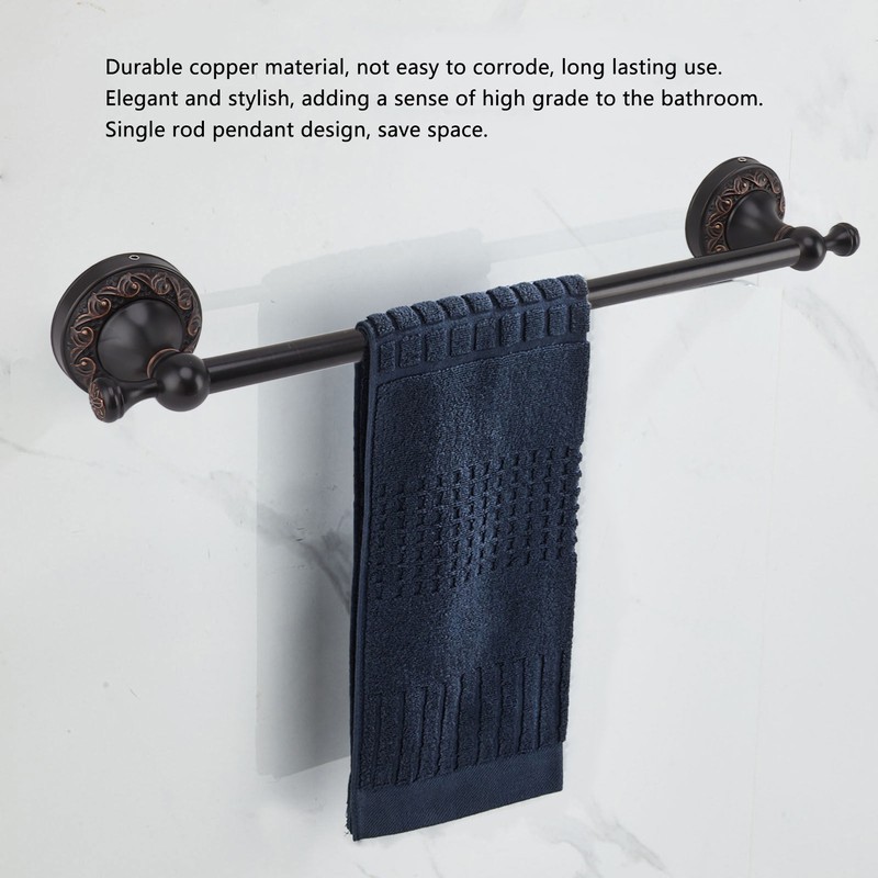 Towel Bar Copper Retro Space Saving 40CM Multifunctional Tilt Proof