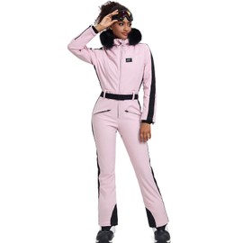 HOTIAN Womens Ski Suits Onesies Snowsuit Jumpsuits Winter Outdoor Sports Waterproof One Piece Snowboard Ski Outfits(Pink-XXS)