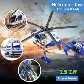 Police Helicopter Toys for Boys with Hanging Basket Toy Airplane Army Toys with Lights and Sound Rescue Vehicles Toys for Kids Aged 3 4 5 6 7