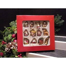 Unbranded Vtg 1990's Miniature Christmas Ornaments 12pc Set Assorted Santas,Snowmen & More
