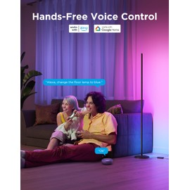 Govee RGBIC Floor Lamp Basic, LED Corner Lamp Works with Alexa, 1000 Lumen Smart Modern Floor Lamp with Music Sync and 16 Million DIY Colors, Color Changing Standing Lamp for Bedroom Living Room Black