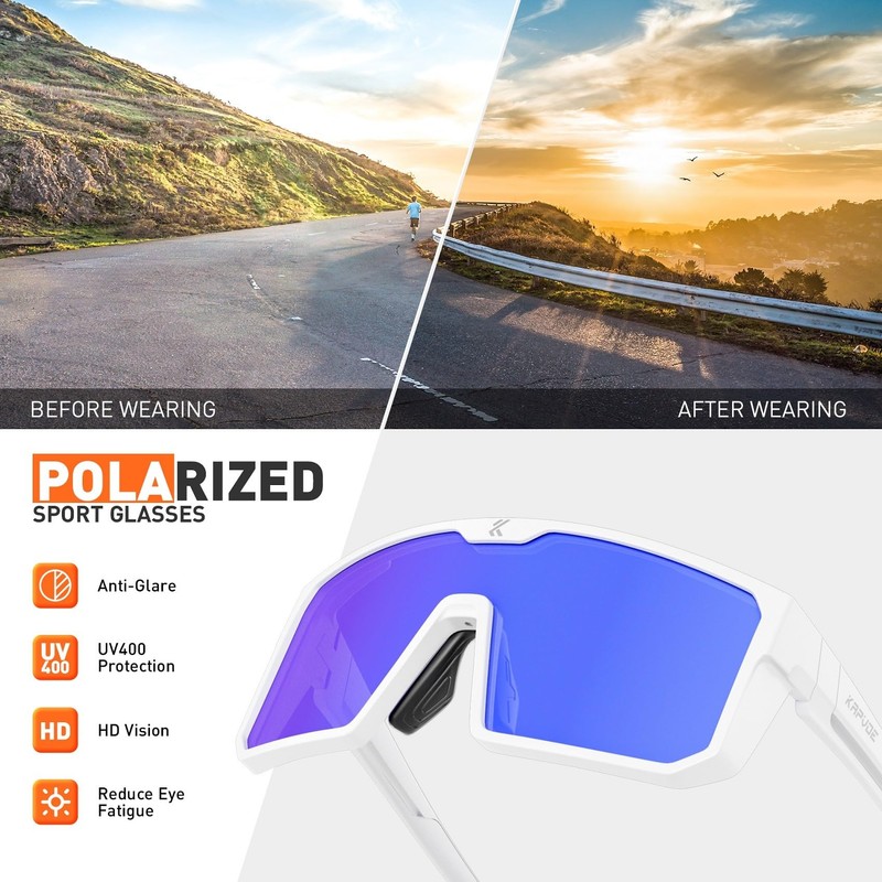 KAPVOE Polarized Cycling Glasses Sports Sunglasses for Men Women, UV400